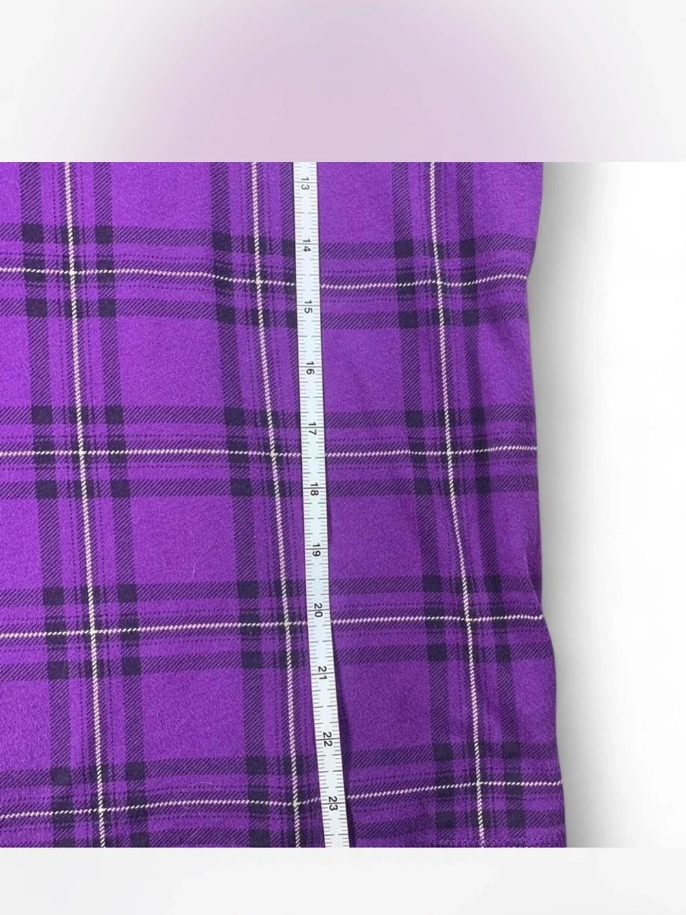 Ralph Lauren Purple Plaid Ruffle Front Top size L
